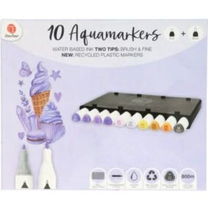 Decotime Aquamarkers met decotray - inkt op waterbasis - smalle / dikke punt - stapelbare bewaardoos - Twinmarkers - Waterstiften - Professioneel - Kleurstiften - Waterverf - Stiften
