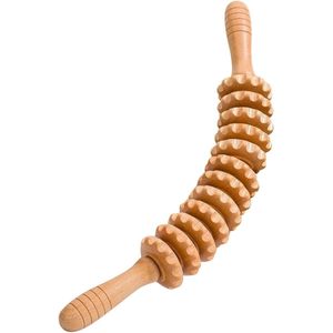 Houten Massageroller met Handvat voor Rug - Fasciarol van Hout - Verlicht Vermoeidheid - Lichaam en Dijen - 56 x 52 cm