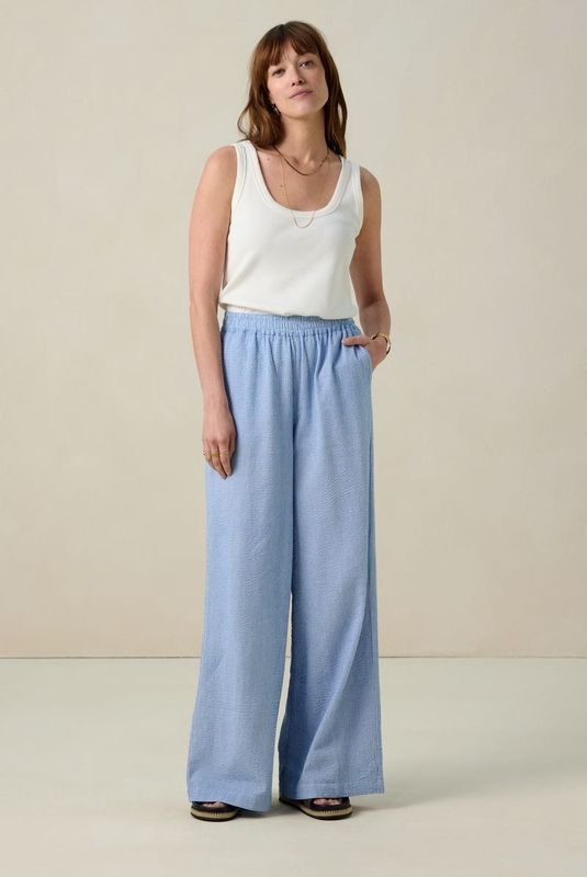 Sissy-Boy - High Waist Wide Leg Broek - Blauw Gestreept