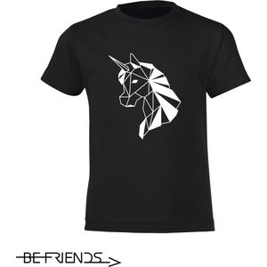Be Friends T-Shirt - Eenhoorn - Heren - Zwart - Maat S