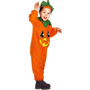 Widmann - Pompoen Kostuum - Kleine Oranje Grijnzende Pompoen Kind Kostuum - Oranje - Maat 104 - Halloween - Verkleedkleding