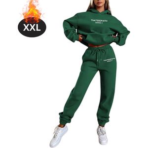 Nivard Joggingpak - Huispak - Volwassenen - Trainingspak - Comfortabel - Joggingsbroek - Tracksuit - Dames - Groen - XXL