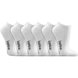 Bamboe sneakersokken | Verstevigde hak en teen | Kleur: Wit | Maat: Diverse maten | 6 paar