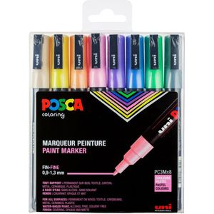 Posca Marker - Paintmarker - Universele Stift - Pastel Kleuren - PC-3M - lijndikte 0,9-1,3M - 8 stuks
