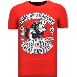 Exclusieve Heren T shirt met Opdruk - Sons of Anarchy Print - Rood