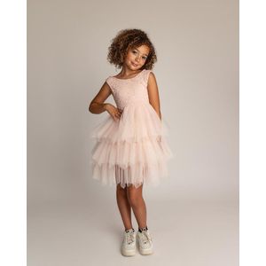 Feestjurk-kleedje meisje-bruidskleding kind-bruidsjurk meisje-zomerjurk-verjaardagjurk-tule jurk blosjesroze-avondjurk-fotoshoot-jurk Olivia (mt 110/116)