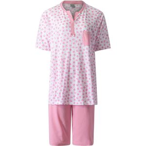 Lunatex - dames shortama 124243 - korte pyjamaset - 100% katoen - roze - maat M
