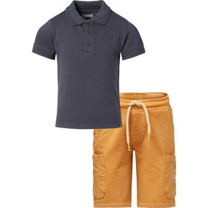 Noppies - Bio kledingset - 2delig - broek Glan Amber Gold - polo shirt Giresum Grijs - Maat 116