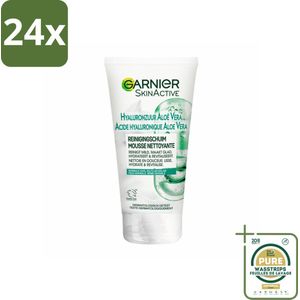 Garnier - SkinActive - Gezichtsreinigingsschuim - Hyaluronzuur & Aloe Vera - Hydraterend - 150 ml - Voordeelverpakking - 24 stuks - Hyaluronzuur - Aloe vera