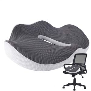 Gloovon® - Zitkussen Orthopedisch - Ergonomisch - Zitring - Stuitkussen - Decubitus - Traagschuim - Stuitje - Geschikt voor bureaustoel, auto en sofa - Grijs
