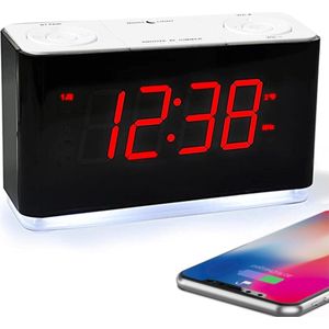 Wekkerradio - Wekkerradio - Klokradio - Digitale FM-Radio - USB-Oplaadpoort - Bluetooth - LED-Display