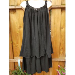 Dames top met broekje plus size zwart 42/46