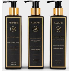 Al Bahri Ultimate Advanced Keratine Set - Shampoo 250ml, Conditioner 250ml & Masker 250ml - Droog & Beschadigd Haar - Gratis Massage Brush