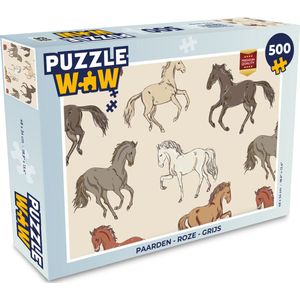 Puzzel Paarden - Roze - Grijs - Meisjes - Kinderen - Meiden - Legpuzzel - Puzzel 500 stukjes