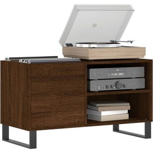 Platenspeler Meubel - LP-kast - Platenspelerkast - Draaitafelstandaard - Platenspelerstandaard - Vintage Displayplank - Bruineiken