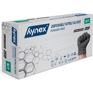 Hynex Nitril handschoenen maat S zwart 100/doos extra sterk 5gram poedervrij