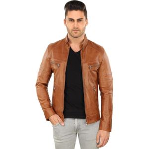 Versano Dallas Leren Heren Bikerjack Heren Jack 4XL - Cognac