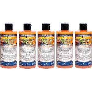 Showerscrub Sweet Orange & Cedarwood 500 ml - set van 5 stuks - verfrissende scrubgel - exfoliërende bodyscrub