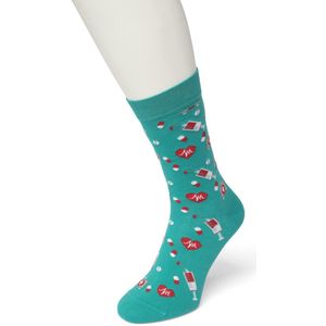 Bonnie Doon Dames Sokken met Medische Print maat 36/42 Blauw - Thema Sokken - Ziekenhuis - Dokter - Cadeau Sokken -Word je Happy en vrolijk van - Zacht Katoen met Gladde Teennaad - Comfortabel - Perfect Cadeau - Ceramic - BT991116.174