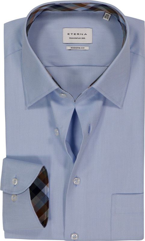 ETERNA - Modern Fit - Overhemd - Lichtblauw - Strijkvrij