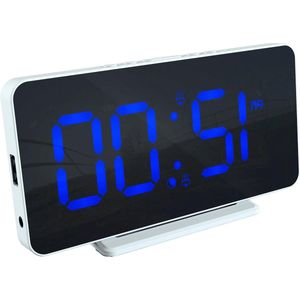 Alarm clock with USB port Dimmable LED display White/Blue 140 x 100 x 75 mm