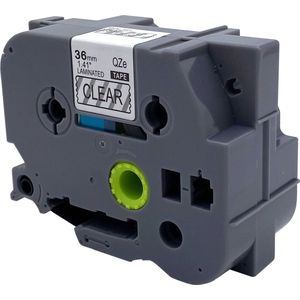 DULA Brother Compatible label tape- Tze-161 - 1 cassette - Brother P-Touch - Zwart op transparant - 36mm x 8m
