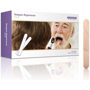 Tongspatel hout 15x2cm Klinion - Bruin / Hout - Hout - Splintervrij