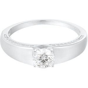Ring - Maat 18 - 925 Sterling zilver - Zirkonia, moissanite, gold plated 2.5 micron witgoud - Damesdingetjes
