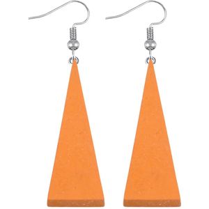 Zilveren -houten -oorhangers -Saheli-oranje-Charme Bijoux