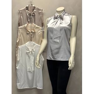 Satijnen Blouse - Gold - Mouwloos - Met Strik