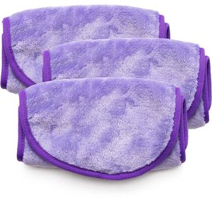 Intirilife set van 3 make-up remover doekjes microvezel make-up remover doekje voor gezicht in paars - 40,5 x 17 cm - make-up remover pads zacht wasbaar reinigingsdoekje herbruikbaar 3 stuks cosmetics beauty