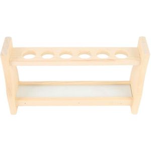 Houten Test Tube Rack - 6 Hole Glas Tube Stand Houder - Bureau Glas Planten Propagatie Station voor Monsterbuizen - Wetenschappelijke Experimenten Handwerk (21mm)