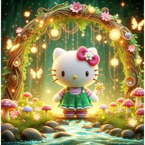 Diamond painting Hello Kitty 50x50 ronde steentjes