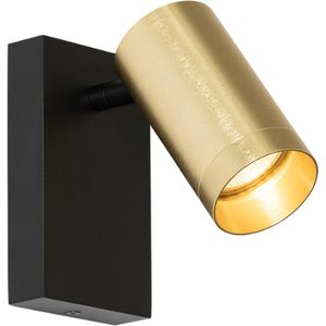 QAZQA jeana luxe - Moderne Wandlamp met schakelaar voor binnen - 1 lichts - L 7.6 cm - Zwart Goud - Woonkamer | Slaapkamer | Keuken