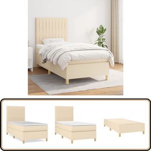 vidaXL Boxspring met matras crèmekleurig 100x200 cm Boxspringbed - Boxspring - Creme Kleurig Bed - Tweepersoonsbed - Stapelbare Bedden
