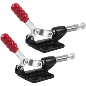 PolkaHome 2 stuks grote duwstangspanners, 227 kg spankracht, 180° draaibare snelspanner, kniehendelspanner, groot, voor meubelmontage, steunen voor modelbouw enz. (zwart)