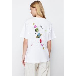 Trendyol TWOSS23TS00257 Volwassenen Vrouwen T-shirt - Wit - L