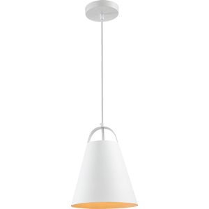 QUVIO Hanglamp modern / Plafondlamp / Sfeerlamp / Leeslamp / Eettafellamp / Verlichting / Slaapkamer lamp / Slaapkamer verlichting / Keukenverlichting / Keukenlamp - Trechtervorm - Diameter 25 cm - Wit