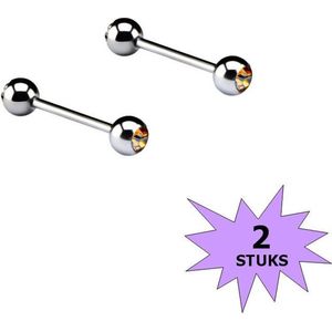 Fako Bijoux® - Barbell Piercing - Kristal - 12mm - Geel - Stuks