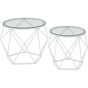 Rootz 2-delige set bijzettafels - bijzettafels - gehard glazen stalen tafels - lichtgewicht duurzaam ontwerp - moderne huisdecoratie - 50 cm x 40 cm x 40 cm en 40 cm x 36 cm x 36 cm