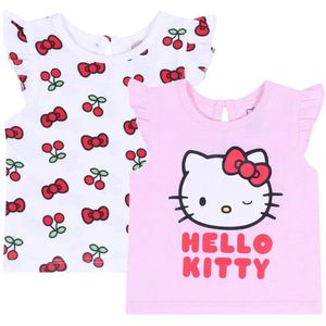 2x Roze en witte blouse Hello Kitty 3-6 m 68 cm