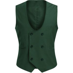 Allthemen Heren Dubbelrijs Vest Voor Zakelijk Gebruik - U-hals Dubbelrijig Effen Casual Vest - S