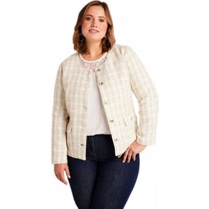 Kort jasje zonder kraag in tweed-effect stof