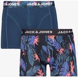 Jack & Jones heren boxershorts met blaadjesprint 2-pack blauw - Maat S