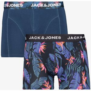 Jack & Jones heren boxershorts met blaadjesprint 2-pack blauw - Maat S