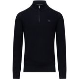 State of Art Heren trui met rits blauw (Maat: S) - Effen - Halslijn: Opstaande kraag met rits,