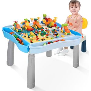 JGS ® Multifunctionele Kindertafel Met Stoelen, Speeltafel Met Bouwblokken En Opbergruimte