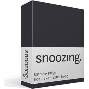 Snoozing - Katoen-satijn - Hoeslaken - Extra Hoog - Lits-jumeaux - 160x220 cm - Antraciet