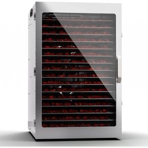 Klarstein Voedseldroger - Droogautomaat voor groente - Fruit, paddenstoelen en vlees - 2000 W - RVS - Dehydrator - Voedseldroger met 20 metalen roosters - Droogautomaat met 24H timer & touch display - Food dehydrator - Roestvrij staal