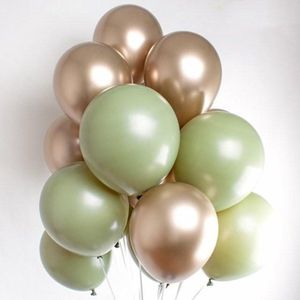 Retro Vintage Ballonnen Groen &  Goud Metallic - Gold | 9 stuks | Baby Shower - Kraamfeest - Verjaardag - Geboorte - Fotoshoot - Birthday - Party - Feest - Feestje